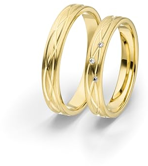 Kolibri Rings Eheringe Gold 333 3 Diamanten Verlobungsringe Trauringe Set Paarpreis - Gratis Gravur und Etui