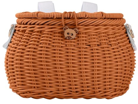 Fahrradkorb Kinder | Fahrradkorb Kinder Vorne | Kinderfahrrad Lenkerkorb | Rattan Fahrradkorb | Fahrradkorb Geflochten für Kinder Jungen und Mädchen Radfahren Outdoor