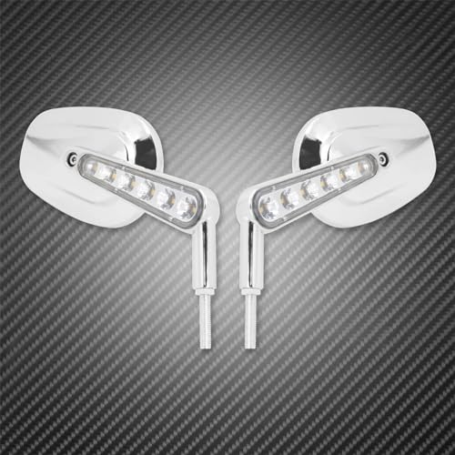 Motorradspiegel Motorrad Rückspiegel Vorne Blinker Schwarz/Chrom Für Harley Touring Für Road King Classic V-ROD VRSCF Sportster XL(Chrome)