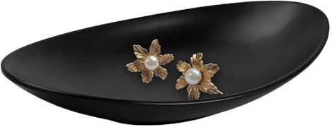gvivej Vassoio Ovale Nero, Portaoggetti Nero centrotavola portagioie Vassoio, Organizer Portachiavi per l'ingresso, per ingresso comò Piatto Decorativo, 25 x 13,5 cm