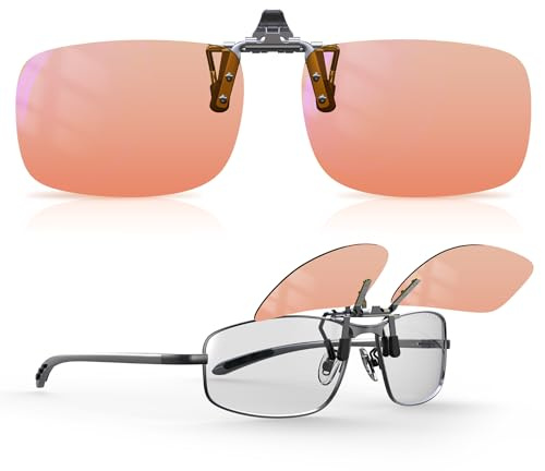 Goiteia FL-Rose Migräne-Clip-on-Brille, Lichtempfindlichkeitsbrille für fluoreszierende LED-Blendung/Photophobie