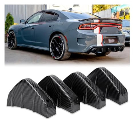 Spoiler Flügel 4 Teile/Satz Universal-Fit Auto Hinten Unteren Stoßfänger Flügel Lip Diffusor Splitter Spoiler Shark Fins Für Benz W205 W204 W203 W212 W213 W214 Heckspoiler Flügel(Kohlefaser-Optik)