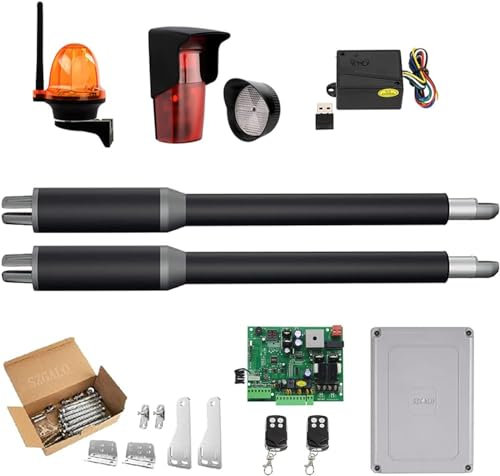 Kit d'ouverture de portail électrique 200 kg à double bras avec actionneur automatique de moteur – Opérateur de contrôle d'accès pour porte battante – Ouvre-portail automatique