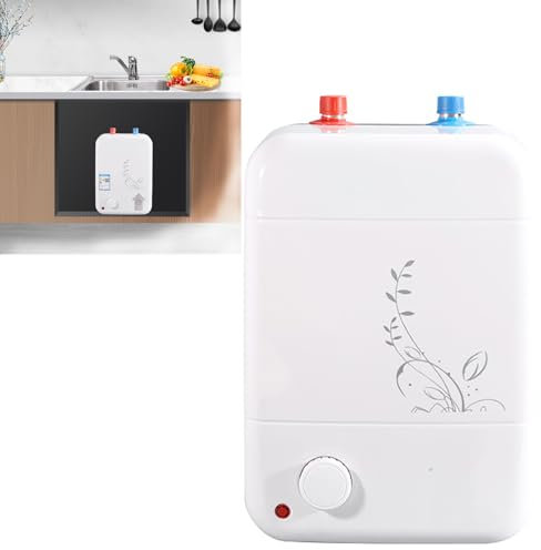LIULIQ Small Electric Water Heater, 8L Large Capacity Premium Compact Instant Water Heater with 1500W Fast Heating and High Power, Intimate Design In Winter/summer Mode for Kitchen Bathroom Washing