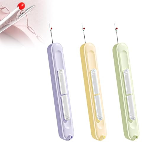 MOLZINY 3 Stück Nadeleinfädler Einfädelhilfe für Nadeln Steckbarer Nadeleinfädler Dehnbarer Entferner Nadeleinfädelwerkzeug 2 in 1 Nadeleinfädler Nahttrennwerkzeug DIY Handarbeit Nähen Werkzeuge