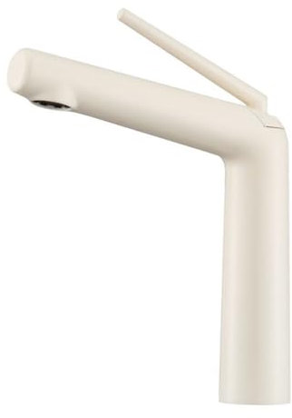 Robinet Lavabo 1 Trou Poignée Unique Mitigeur Salle de Bain Chaud et Froid Robinet Lave Main,blanc Crème