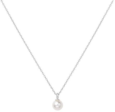 ANIA HAIE Damen Halskette MISS DAINTY Shell Pearl Drop aus 925 Sterling Silber, Anhänger verziert mit einer Muschelperle, Länge: 45 cm + 5 cm Verlängerung, inkl. Geschenkverpackung