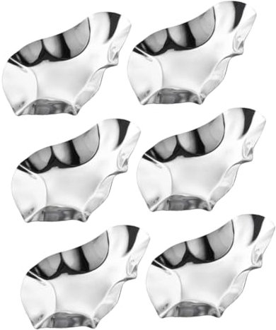 Mobestech 3sets Stainless Steel Oyster Shell Trays Dipping Bowls Silver Serving Dishes for Oyster Baking 2pcs*3