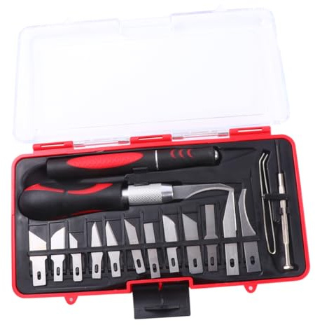 Mipcase Set 16 Pezzi Scalpelli per Intaglio in Acciaio al Carbonio per Lavorazione Legno, Penna da Intaglio e Strumenti per Modellismo e Falegnameria Fai da Te