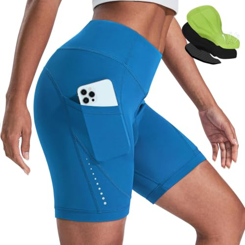 Nepest Radlerhose Damen Gepolstert 4D, Rennrad Hose Kurz, Atmungsaktiv | Radlerhose Damen, 4D Polster, 4-Wege-Stretch, Atmungsaktiv, Profi-Radhose, Tasche, Cycling Shorts Women, UPF 50+, Radsport