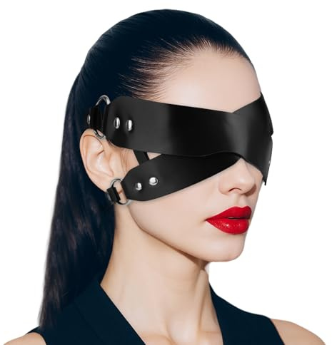 Mikovivi Masque Yeux en Cuir, Noir Sexy Masque de Mascarade Accessoire de Déguisement Idéal pour Femmes Hommes Halloween Cosplay Carnaval Enterrement Garçon