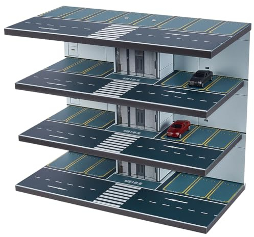 UNICRAFTALE 1/64 Scale Display Case for Garage Cars PVC Mini Model Urban Road Landscape Models Car Micro Landscape Cars Accessories Pretending Prop Decorations Gray for Collector