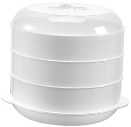 TOBBOMEY Vaporiera Microonde Tre Strati Coperchio Contenitore Cucina per Verdure Panini e Riscaldare Piatti Manici Integrati per Facile Rimozione e Pulizia Semplice