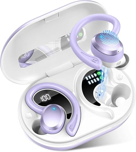 Ecouteurs Bluetooth Sans Fil Sport, 75Hrs Écouteurs Bluetooth 5.4 avec Stéréo HiFi 3D, 4 ENC Réduction de Bruit Mic Oreillette sans Fil USB-C Charge, Étanches IP7 Casque Running LED pour Android/iOS