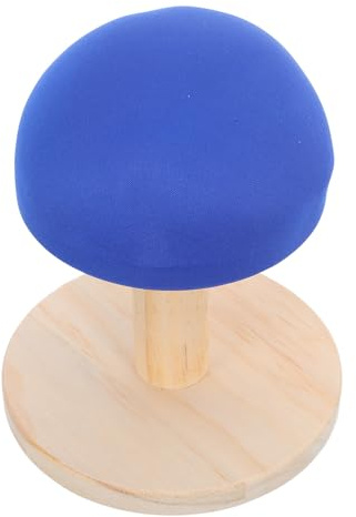 VICASKY Mini Table à Repasser en Bois Surface Rembourrée Bleue, Tabouret Rond Compact, Cols et Poignets, Planche Peu Encombrante Couture et Voyage, Outil Multifonction Solide