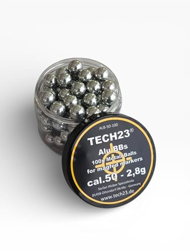 TECH23 Aluminiumkulor Kal.50 (12,5 mm) – 100 stycken – 2,8 g – precisionskulor för CO2 och HPA-markerare – lättare än stål – optimerad prestanda