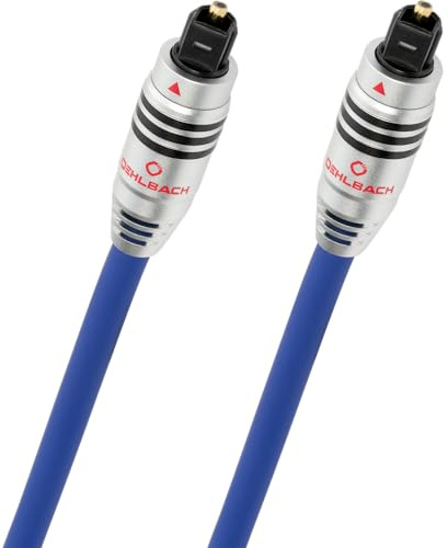 OEHLBACH Series 80 – High-End optisk digital kabel med full metall Toslinkkontakt (digital ljudkabel – hemmabio, soundbar, Blu-ray-spelare och PS4pro, Xbox One) 2,0 m – blå
