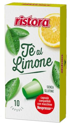 Ristora 40 Capsule Tè The Al Limone Te Compatibili Macchine Nespresso Macchina Da Caffè Cialde Intenso Ricco Benefici Antiossidanti Preparato Macchinetta Solubile Bevanda Senza Glutine (4 X 10PZ)