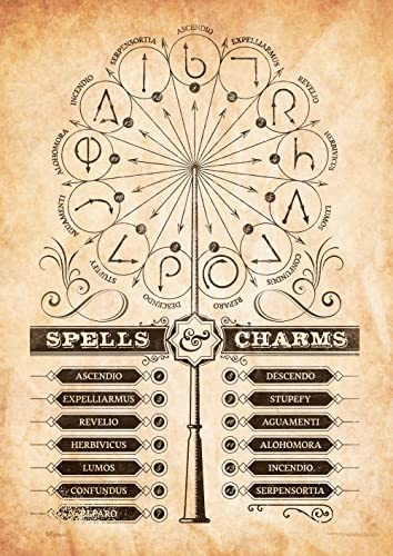 MIGHTYPRINT Harry Potter - Spells and Charms - Wand Patterns - Durable 17” x 24 Wall Art – NOT Made of Paper – Officially Licensed Collectible MP17240359