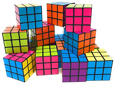 Bulk 24 Pack 3x3 Speed Puzzle Cubes - Classic Magic Brain Teasers, Party Favors, Classroom Prizes, Birthday Stocking Stuffers - Bright Colors, Beginner Friendly