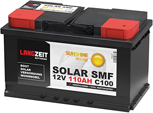 Langzeit Solar SMF Solarbatterie 110Ah 12V Wohnmobil Batterie Boot 100Ah