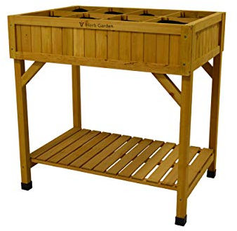 VegTrug® Kräuter Hochbeet - platzsparender Pflanzkasten für Balkon & Terrasse inkl. 8 Pflanztaschen - Frühbeet Kräutergarten 55 L Fassungsvermögen - Natur 78x58x80 cm