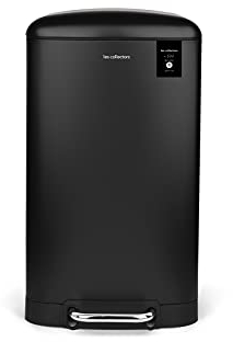 Les Collectors Küchen-Tretabfalleimer Edelstahl N°867, 40 L Fassungsvermögen, Herausnehmbarer Inneneimer, Elegantes Design, Mattes Finish, Geräuschloser Deckelverschluss, Schwarz