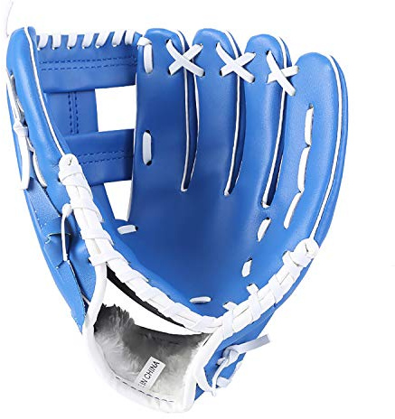 ZYYRSS Basebollhandske sport slaghandskar med mjukt massivt PU-läder förtjockande kanna softbollhandskar 32 cm för ungdomar vuxna vänsterhandske (blå)