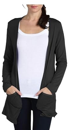 R&N FASHIONS - Ladies Casual Long Sleeve Open Front Cardigans Lightweight Solid Color Women’s top Stylish Comfortable Versatile Fashionable (Black, 16-18)