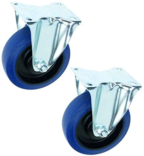2 Stück 125 mm BLUE WHEELS Bockrollen Transportrollen Lenkrollen Schwerlastrollen 165 kg/Rad Blau - INDUSTRIEQALITÄT ECO (2 x Bock)