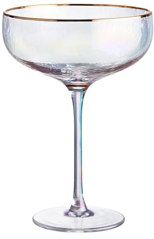 BUTLERS Champagnerschale 400 ml Klarglas - SMERALDA - | Farbe Durchsichtig - Sektglas für Prosecco - Coupette für Cocktails - Irisierende Perlmutt-Optik mit Goldrand