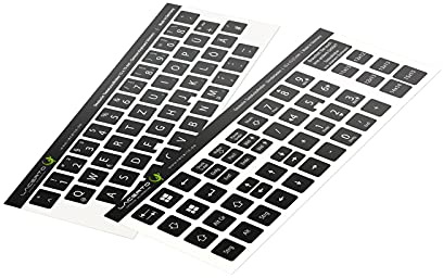 Lacerto® | 13x13mm - Deutsches Aufkleberset für PC & Laptop Tastaturen inkl. Zusatztasten & Ziffernblock | Farbe: Schwarz