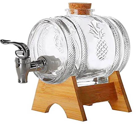 Botte per Vino//con Rubinetto Botte con Rubinetto Caraffa da 1000 Vetro Soffiato Bottiglie per Liquori da 1 Bottiglie P, Base