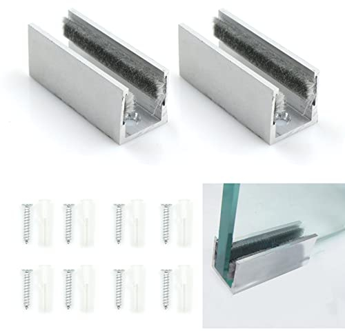 Porte Coulissante en Verre Guide - de Sol Rouleau de Sol Guide de Guidage Rouleau Système de Porte Coulissante Accessoires pour Portes Coulissantes en Verre Sans Cadre, 2 Pièces