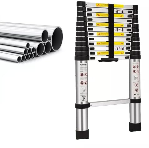 Teleskopleiter Anlegeleiter Leiter Klappleiter Stehleiter Mehrzweckleite 150kg, rutschfeste Leitern DIY Edelstahl Leiter 330 LB Tragfähigkeit (3,77m/12,7ft)