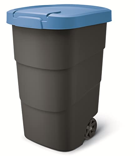 Prosperplast Wheeler 95L Müllbehälter mit Rädern und Deckel Mülltonne Müllgroßbehälter Großmülltonne Universaltonne Kunststoff (Blau)
