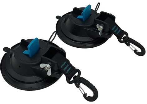 Camping Saugnapf 2er Set Saughaken 20 kg Wohnmobil Auto Befestigung Stark | BURI Saugnapf mit starker Haftkraft für Wohnwagen, Markise, Camping und vielseitige Outdoor-Befestigungen ohne Bohren