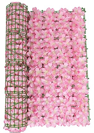 BBTISG Artificial Ivy Hedge Screening Expanding Artificial Fence, 50x100CM Wedding Decor Bordering Garden Fence for Wall Decoration, Fence Screen, and Privacy Shield (Pink)