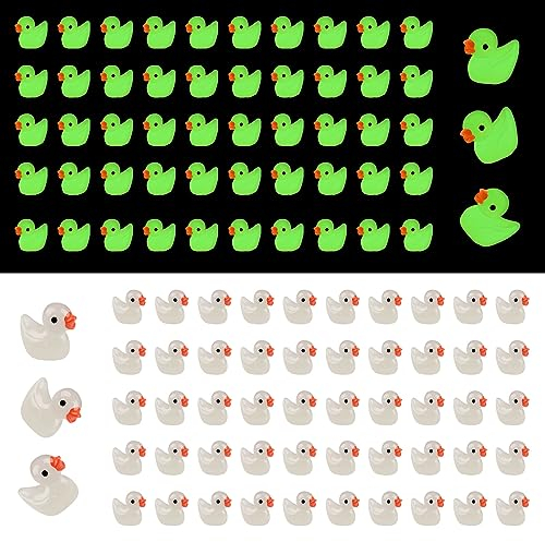 Svalor Mini-Enten aus Kunstharz, transparent, leuchtende kleine Enten, niedliche kleine Enten, Entenornamente, Miniatur-Enten-Figuren für Aquarium, Garten, Gartenparty, Puppenhaus-Deracoration,
