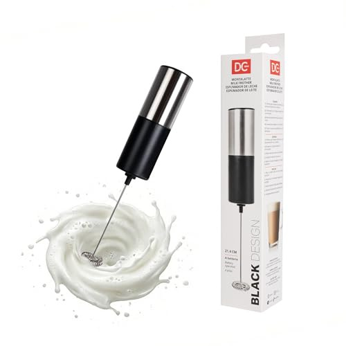 Dc Casa Frullino Montalatte Elettrico 21,4 cm – Montalatte Portatile a Batteria, Mixer per Cappuccino, Caffè, Cioccolata e Bevande