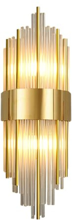 NICRX E14 Crystal Wall Lights Golden Base Wall Sconces Lamp,Modern Wall Lamp Fixtures,Indoor Crystal Wall Light for Bedroom,Living Room (60cm)