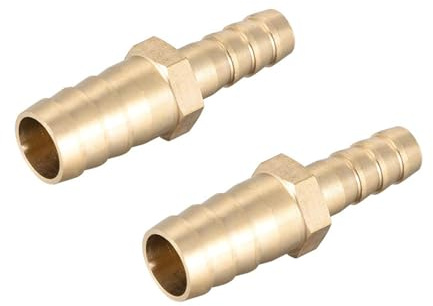 TOP-VIGOR Reduzierstück aus Messing, gerade, 12 mm auf 8 mm, Messing, Reduzierstück, gerader Anschluss für Wasser, Gas, Öl, Boot, Luftleitung, 2 Stück