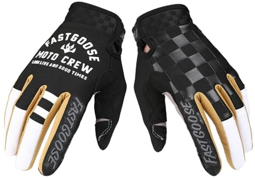 EXCEREY Chessboard Grid Motorcycles Racing Bicycles Full Finger Gloves for Adult Cycling Climbing Riding Biking Outdoor Sports (Black, Size XL)
