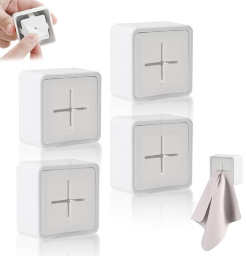 4 Portasciugamani Porta Asciugamani Senza Foratura, Porta Asciugamani da Cucina, Autoadesivo, Appendi Strofinacci, Porta Strofinacci Gancio Gancio Per Cucina, Bagno e Casa