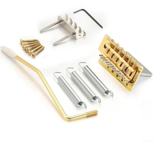 Ponte tremolo per chitarra, ponte tremolo per chitarra elettrica, sistema di montaggio a doppia chiusura, sistema di tremolo Bbridge per chitarra elettrica SQ ST (oro)