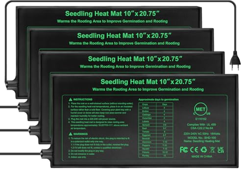 10 X 20.75 Tapis Chauffant Pour Semis Coussin Chauffant Pour Serre,Tapis Chauffant Imperméable Pour La Germination Des Graines,Tapis Chauffant Hydroponique Pour Le Démarrage Des Graines (4 Pack)