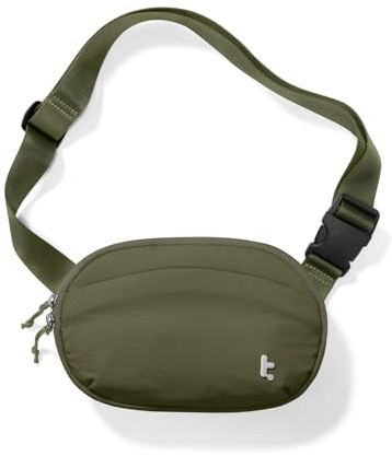 tomtoc Damen Bauchtasche Gürteltasche mit RFID Schutz, 1,5 Liter Klein Sling Bag Brusttasche Hüfttasche Handytasche Umhängetasche Crossbody Bag für Reise, Alltag, Festival, Sport, Wandern, Grün