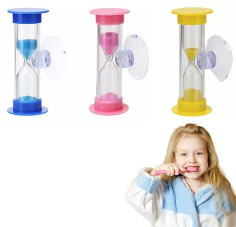 3 Stück Sanduhr für Kinder, Buntes Sanduhren Set 3 Minuten, Zeitmesser Sanduhren Zeitanzeige Kinder Zähneputzen, Sanduhr mit Saugnapf für Freizeit Küche Spiele Klassenzimmern Zuhause Büro Dekoration