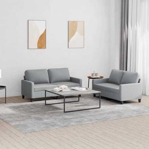ZEYUAN 2-TLG. Sofagarnitur mit Kissen Hellgrau Stoff, Sofas & Couches, Sofa Wohnzimmer, Sofa Für Jugendzimmer, Relaxsofa, Sofa Für Schlafzimmer, Polstersofa - 3201444