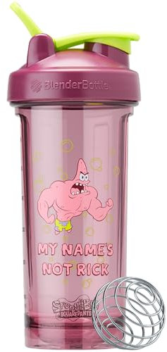 BlenderBottle Spongebob - Botella mezcladora Pro Series perfecta para batidos de proteínas y entrenamiento previo, 28 onzas, rojo, Patrick Star, My Names Not Rick